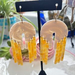 Little Rabbit Jewelry Polymer Clay Earrings with Yellow Quartz